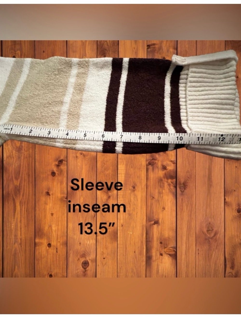 Style & Co. Striped Cowl Neck Knit Sweater Medium Neutral Kangaroo Pocket - Picture 11 of 14